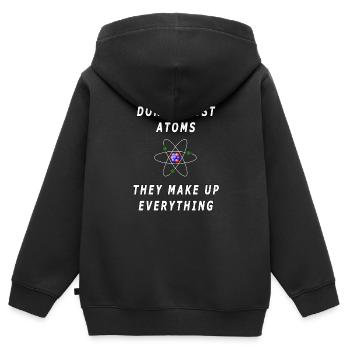 Traue Atomen nicht, sie erfinden alles - Kinder Premium Organic Zip Hoodie - Schwarz - Hinten - AI Model Kid Male (0cm)