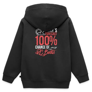 Heutige Prognose 100% Chance auf RC-Boote Lustig - Kinder Premium Organic Zip Hoodie - Schwarz - Hinten - AI Model Kid Male (0cm)