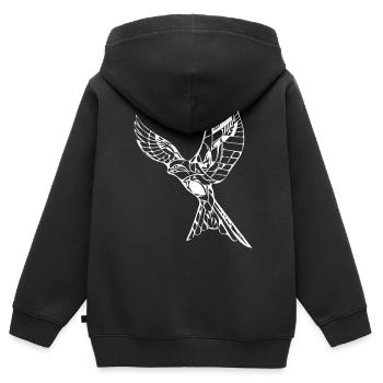 Eleganter fliegender Falke - Kinder Premium Organic Zip Hoodie - Schwarz - Hinten - AI Model Kid Male (0cm)