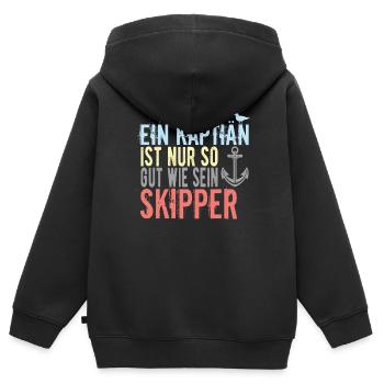 Skipper Sprüche - Kinder Premium Organic Zip Hoodie - Schwarz - Hinten - AI Model Kid Male (0cm)