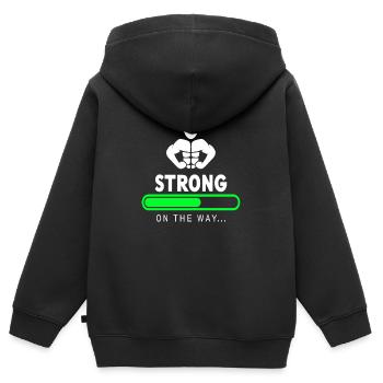 Fitness - Kinder Premium Organic Zip Hoodie - Schwarz - Hinten - AI Model Kid Male (0cm)
