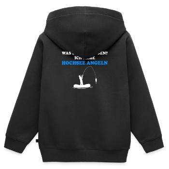 Hochsee Angeln Dorsch - Kinder Premium Organic Zip Hoodie - Schwarz - Hinten - AI Model Kid Male (0cm)