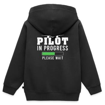 Pilot in Ausbildung - Kinder Premium Organic Zip Hoodie - Schwarz - Hinten - AI Model Kid Male (0cm)