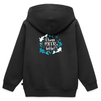 Mer Mer, Cadeau mer du Nord - Sweat Premium à capuche zippé enfant bio - noir - Dos - AI Model Kid Male (0cm)