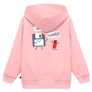 USB Floppy Disk - Nerd Geek Shirt - Sweat Premium à capuche zippé enfant bio - rose - Dos - AI Model Kid Female (0cm)