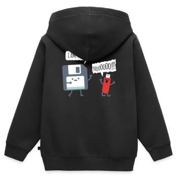 USB Floppy Disk - Nerd Geek Shirt - Sweat Premium à capuche zippé enfant bio - noir - Dos - AI Model Kid Male (0cm)