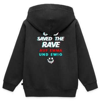 Raver - Kinder Premium Organic Zip Hoodie - Schwarz - Hinten - AI Model Kid Male (0cm)