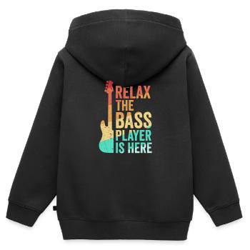 Bassist Geschenkidee - Kinder Premium Organic Zip Hoodie - Schwarz - Hinten - AI Model Kid Male (0cm)