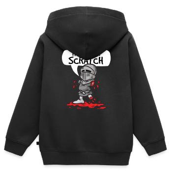 ITS ONLY A SCRATCH Chevalier avec blessure à la viande Humour - Sweat Premium à capuche zippé enfant bio - noir - Dos - AI Model Kid Male (0cm)