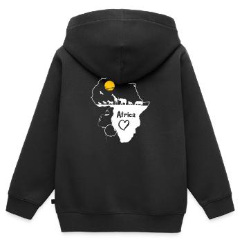 Afrique - Sweat Premium à capuche zippé enfant bio - noir - Dos - AI Model Kid Male (0cm)