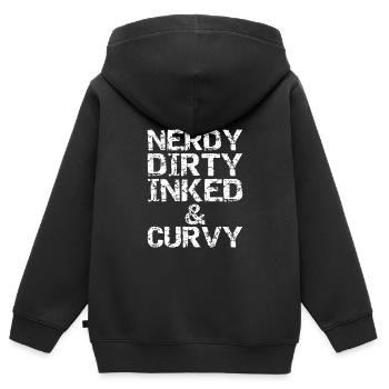 Nerdy dirty inked and curvy - Kids Premium Organic Zip-up Hoodie - black - Back - AI Model Kid Male (0cm)