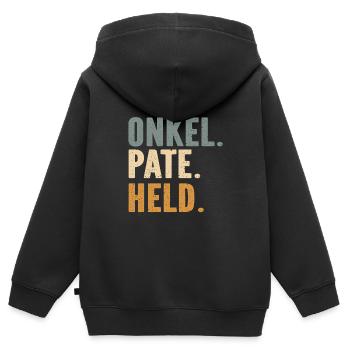 Onkel Pate Held - Kinder Premium Organic Zip Hoodie - Schwarz - Hinten - AI Model Kid Male (0cm)
