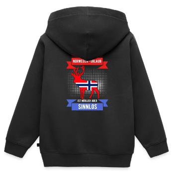 Norwegen - Kinder Premium Organic Zip Hoodie - Schwarz - Hinten - AI Model Kid Male (0cm)