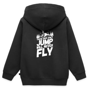Parachutisme parachutisme volant - Sweat Premium à capuche zippé enfant bio - noir - Dos - AI Model Kid Male (0cm)