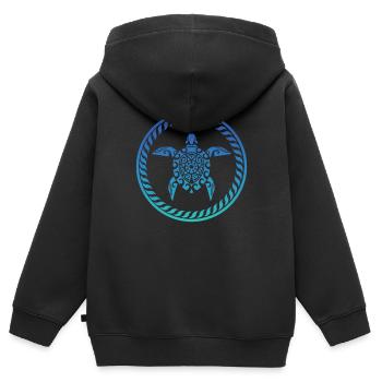 T-shirt Tortue Maori Mandala - Sweat Premium à capuche zippé enfant bio - noir - Dos - AI Model Kid Male (0cm)