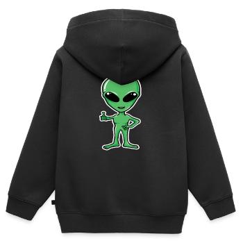 Ufo - Kinder Premium Organic Zip Hoodie - Schwarz - Hinten - AI Model Kid Male (0cm)