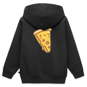 Pizza Fast Food Délicieux morceau de cadeau de pizza - Sweat Premium à capuche zippé enfant bio - noir - Dos - AI Model Kid Male (0cm)