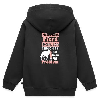 Pferd Riechen - Kinder Premium Organic Zip Hoodie - Schwarz - Hinten - AI Model Kid Male (0cm)