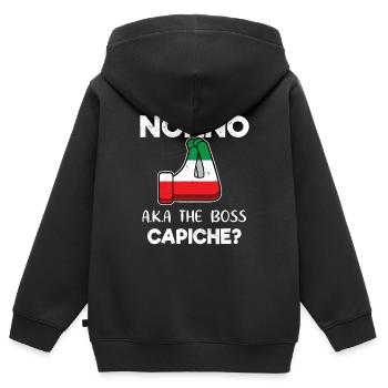 Chemise Nonno - Chemise italienne drôle - Cadeaux Nonno - - Sweat Premium à capuche zippé enfant bio - noir - Dos - AI Model Kid Male (0cm)