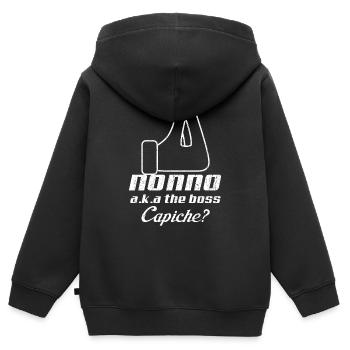 Chemise Nonno - Chemise italienne drôle - Cadeaux Nonno - - Sweat Premium à capuche zippé enfant bio - noir - Dos - AI Model Kid Male (0cm)