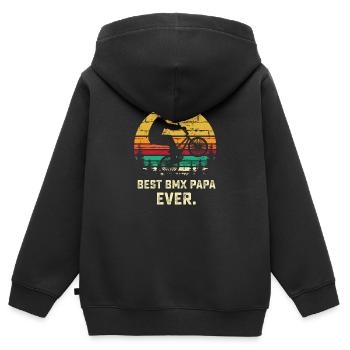 BMX Papa Shirt - Fahrradfahrer Papa Geschenk - Fahrrad Gif - Kinder Premium Organic Zip Hoodie - Schwarz - Hinten - AI Model Kid Male (0cm)