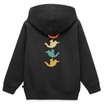 Silhouette de parachutisme parachutisme - Sweat Premium à capuche zippé enfant bio - noir - Dos - AI Model Kid Male (0cm)
