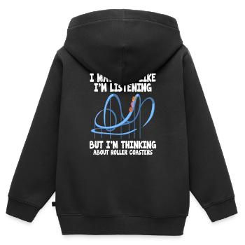 Idée cadeau de parc d'attractions Rollercoaster Roller Coaster - Sweat Premium à capuche zippé enfant bio - noir - Dos - AI Model Kid Male (0cm)