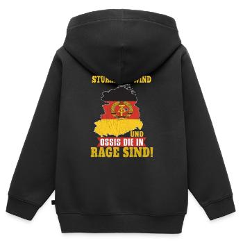 Hüte Dich Vor Sturm Und Wind Und Ossis Die In Rage - Kinder Premium Organic Zip Hoodie - Schwarz - Hinten - AI Model Kid Male (0cm)
