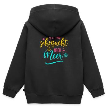 Sehnsucht Nach Meer Urlaub Strandurlaub Geschenk - Kinder Premium Organic Zip Hoodie - Schwarz - Hinten - AI Model Kid Male (0cm)
