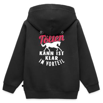 Pferd Tölten - Kinder Premium Organic Zip Hoodie - Schwarz - Hinten - AI Model Kid Male (0cm)