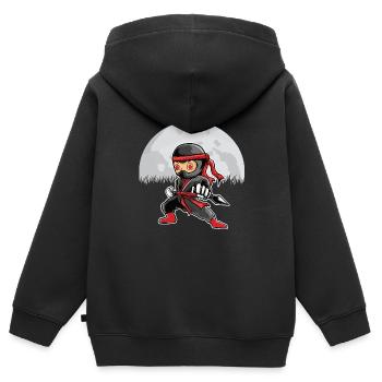 Ninja World - Kinder Premium Organic Zip Hoodie - Schwarz - Hinten - AI Model Kid Male (0cm)