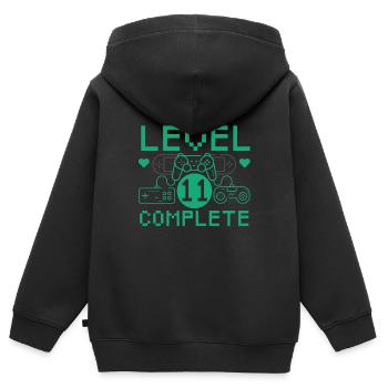 Level 11 Complete 11. Geburtstag Kinder Gaming - Kinder Premium Organic Zip Hoodie - Schwarz - Hinten - AI Model Kid Male (0cm)