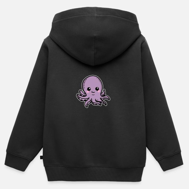 Drôle pieuvre pieuvres pieuvres cadeau - Sweat Premium à capuche zippé enfant bio - noir