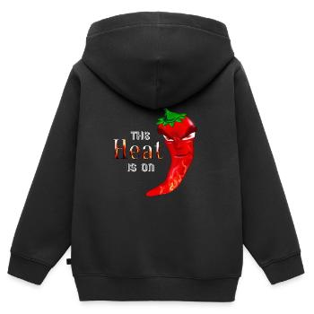 piment fort la chaleur est sur le pepperoni chaud - Sweat Premium à capuche zippé enfant bio - noir - Dos - AI Model Kid Male (0cm)