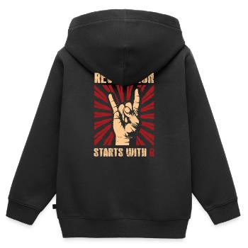 Lustiges Geschenk Revolution Befreiung Revolte Shi - Kinder Premium Organic Zip Hoodie - Schwarz - Hinten - AI Model Kid Male (0cm)