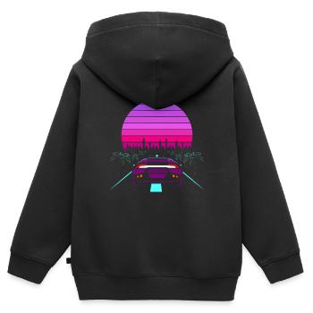 Retro Wave Sport Auto 80s gift - Kids Premium Organic Zip-up Hoodie - black - Back - AI Model Kid Male (0cm)