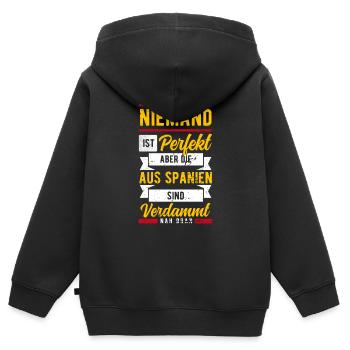 Spanien - Kinder Premium Organic Zip Hoodie - Schwarz - Hinten - AI Model Kid Male (0cm)