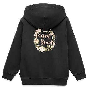 Team Braut Bride Blumenkranz Blumen Verlobung JGA - Kinder Premium Organic Zip Hoodie - Schwarz - Hinten - AI Model Kid Male (0cm)