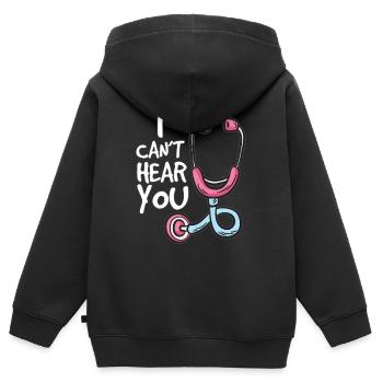 I CANT HEAR YOU Hausarzt Arzt Humor Stethoskop - Kinder Premium Organic Zip Hoodie - Schwarz - Hinten - AI Model Kid Male (0cm)