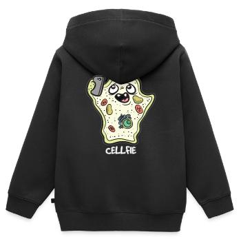 CELLFIE Genetische Zelle DNA Humor - Kinder Premium Organic Zip Hoodie - Schwarz - Hinten - AI Model Kid Male (0cm)