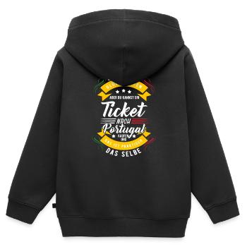 Portugal - Kinder Premium Organic Zip Hoodie - Schwarz - Hinten - AI Model Kid Male (0cm)
