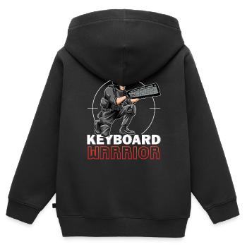Keyboard Warrior - Kinder Premium Organic Zip Hoodie - Schwarz - Hinten - AI Model Kid Male (0cm)