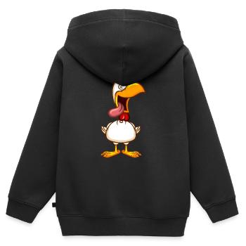 Poulet fou - Sweat Premium à capuche zippé enfant bio - noir - Dos - AI Model Kid Male (0cm)