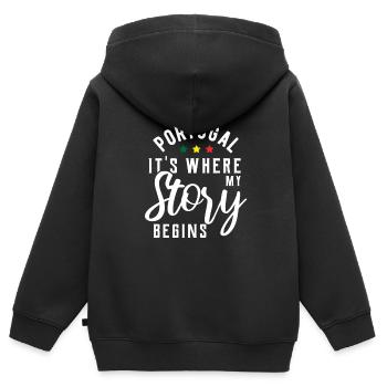 Portugal - Kinder Premium Organic Zip Hoodie - Schwarz - Hinten - AI Model Kid Male (0cm)