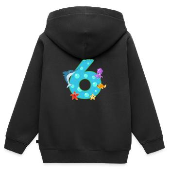 I'm 6 the sixth birthday animals gift - Kids Premium Organic Zip-up Hoodie - black - Back - AI Model Kid Male (0cm)