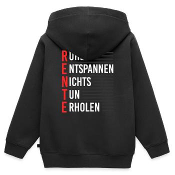 Rente - Kinder Premium Organic Zip Hoodie - Schwarz - Hinten - AI Model Kid Male (0cm)