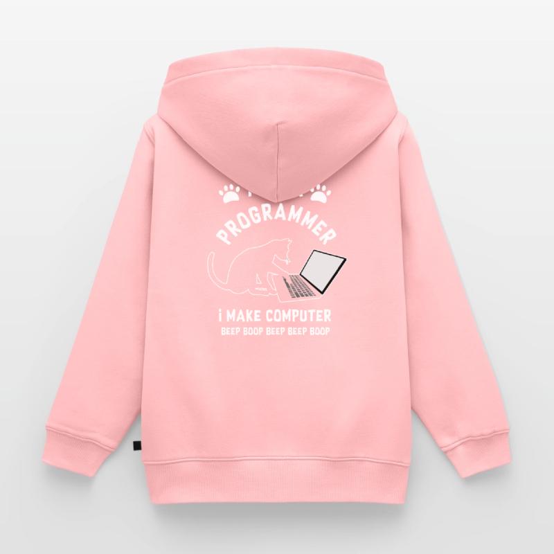 Programmeur Cat Programmeur ordinateur chat Sweat Premium à capuche zippé enfant bio