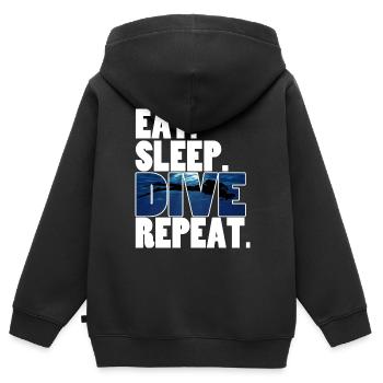 Dive, Diver - Sweat Premium à capuche zippé enfant bio - noir - Dos - AI Model Kid Male (0cm)