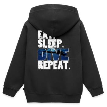 Plongée, Plongée, Plongeur - Sweat Premium à capuche zippé enfant bio - noir - Dos - AI Model Kid Male (0cm)