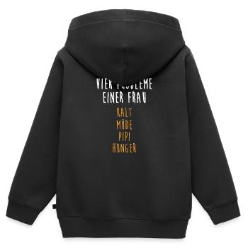 Probleme Einer Frau Kalt Müde Pipi Hunger - Kinder Premium Organic Zip Hoodie - Schwarz - Hinten - AI Model Kid Male (0cm)
